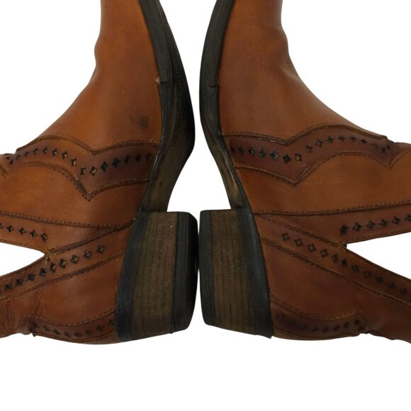 Very Volatile Brescia Western Boot Womens 7 Bootie Ankle Slip On Brown Leather - Picture 14 of 16